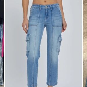 Hidden jeans, medium wash - stretch cargo straight! Size 24